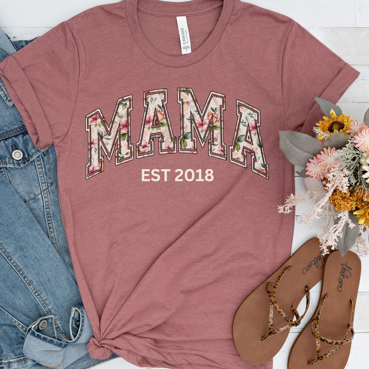 Mama Shirt with flowers Pattern