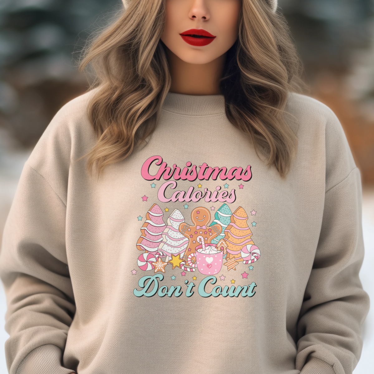 Christmas Calories Don’t Count Whimsical Holiday Sweatshirt