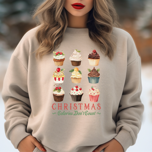 Retro Christmas Calories Don't Count Vintage Sweatshirt