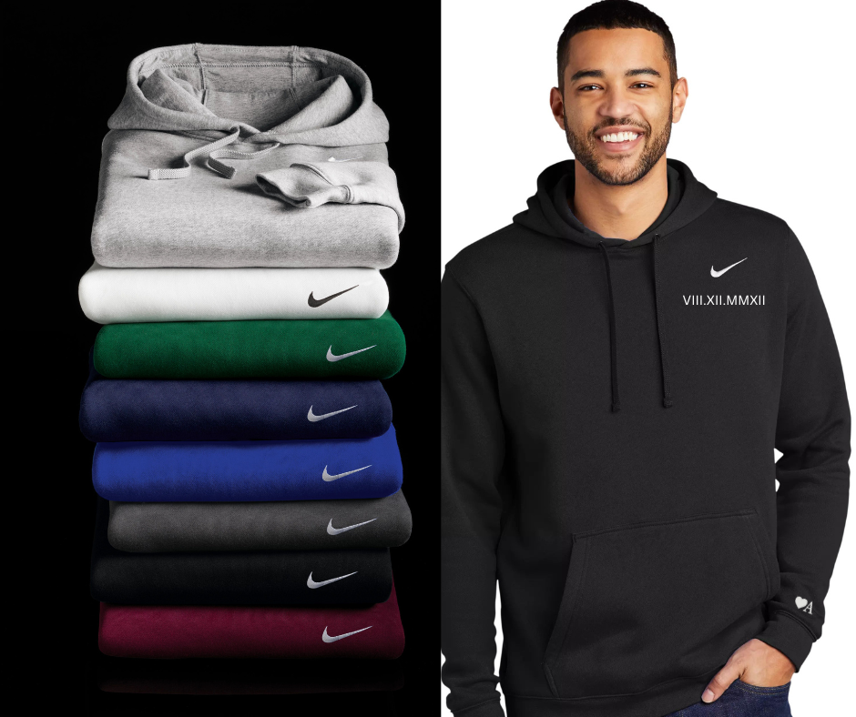 Nike HOODIE Graduation gift Embroidered Hoodie with "class of 2023" in Roman numerals,