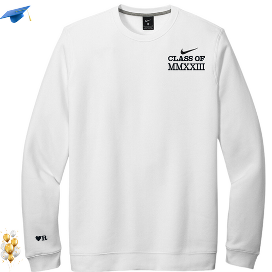 Nike Graduation gift Embroidered crewneck sweatshirt with "class of 2024" in Roman numerals,