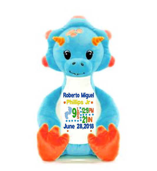 Blue Dinosaur Birth announcement