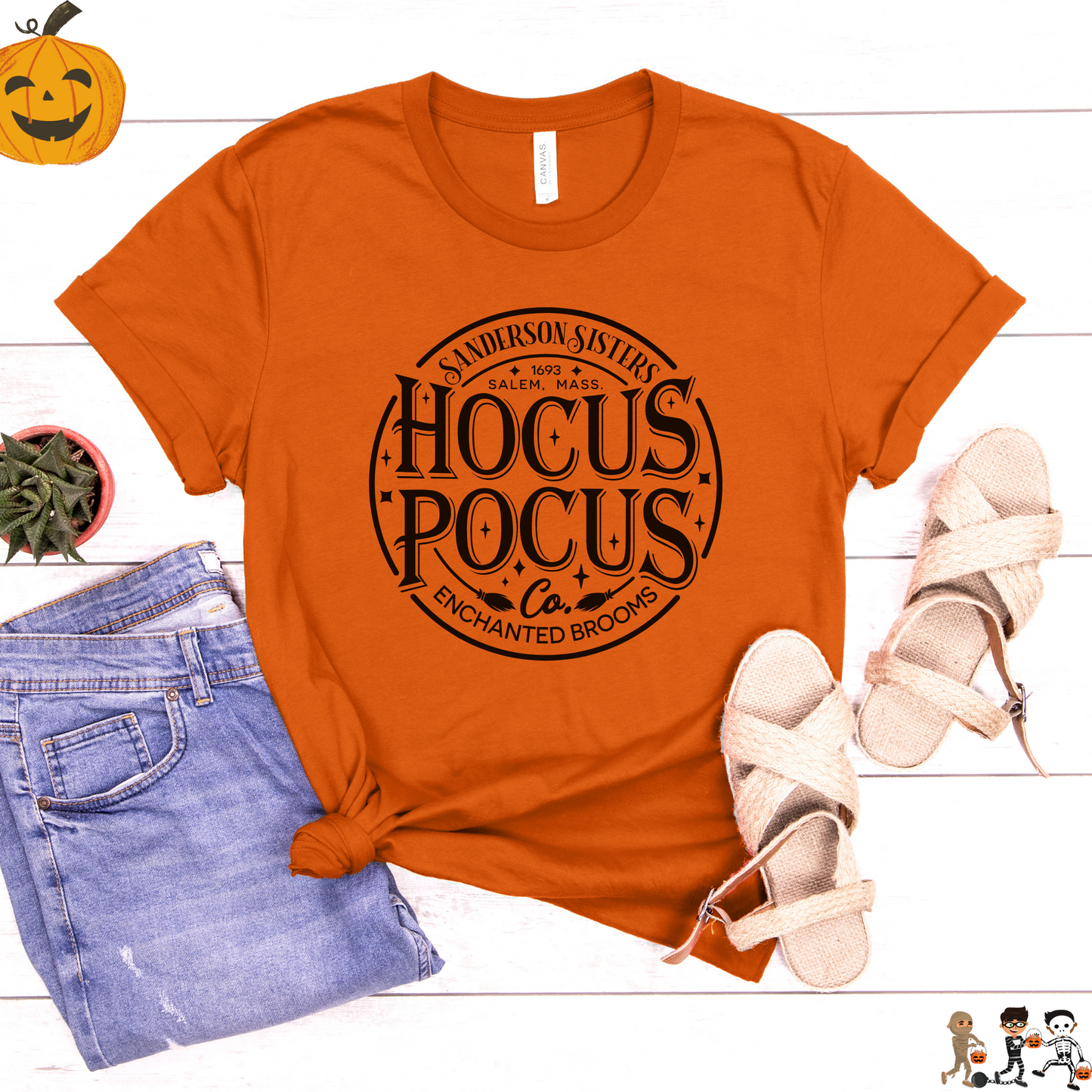 Hocus Pocus Sanderson Sisters Co Enchanted Brooms Circle T-Shirt