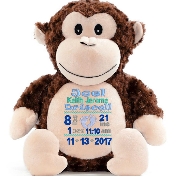 Monkey Personalized Birth announcements, Birth Stats