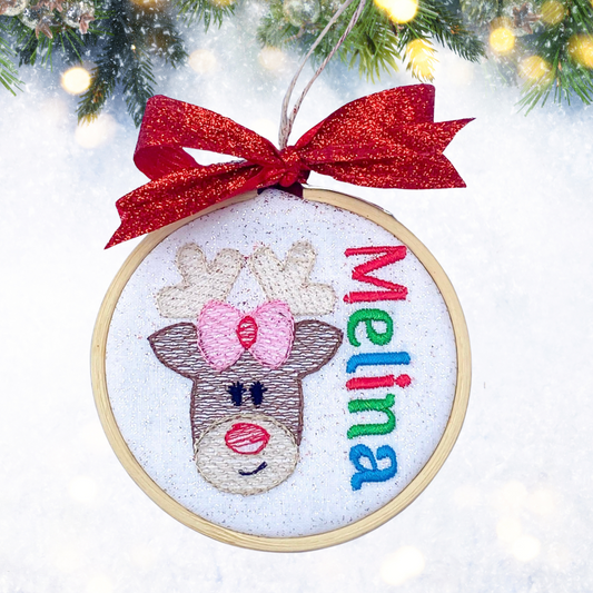 Girls Reindeer Personalized Ornament