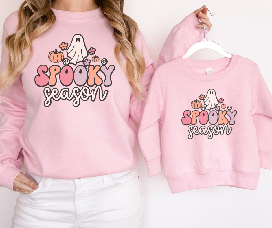 Mommy and Me Its Spooky Season pink crewneck Sweatshirts, Halloween